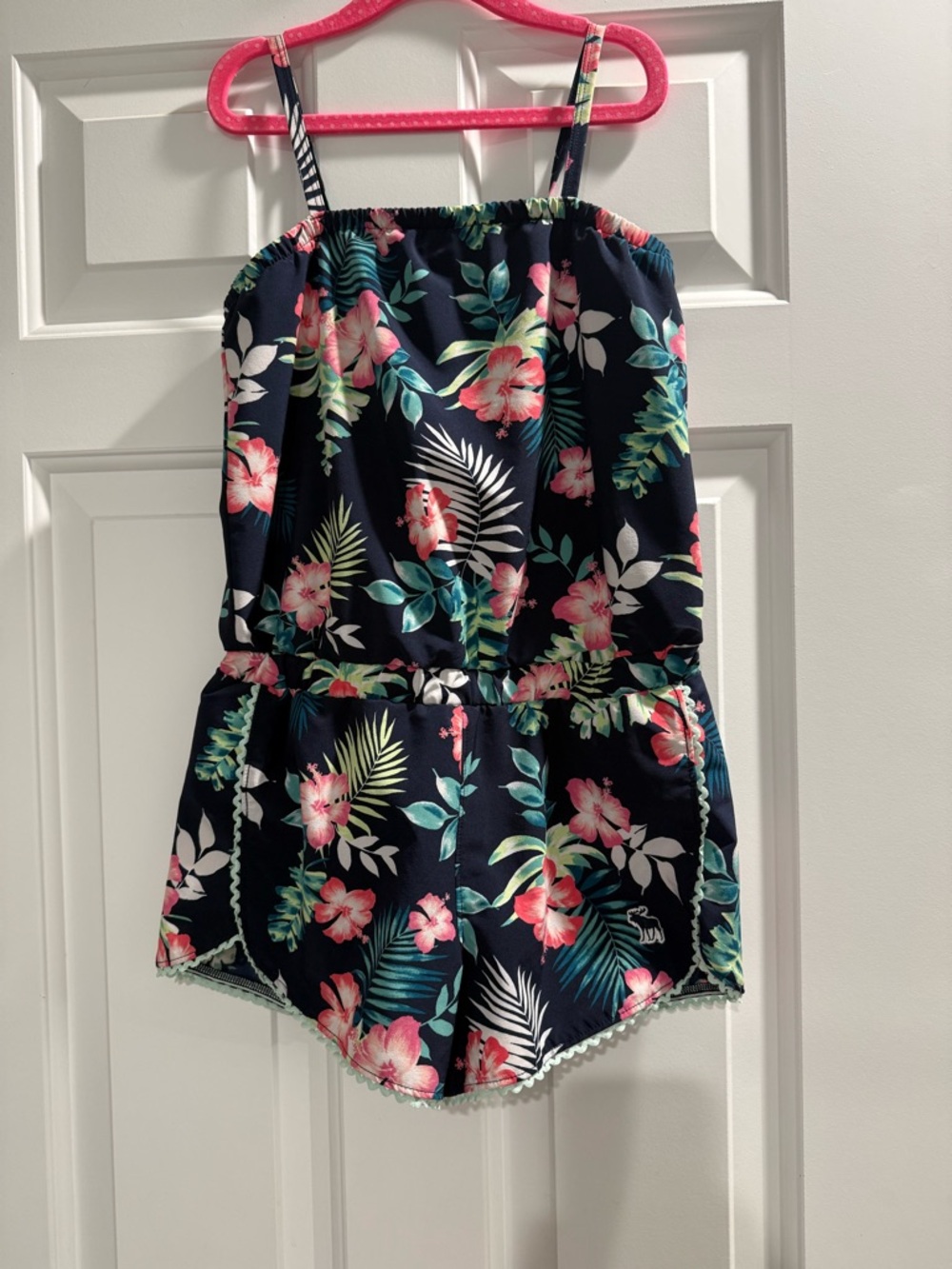 abercrombie kids Navy Floral Romper pool to play